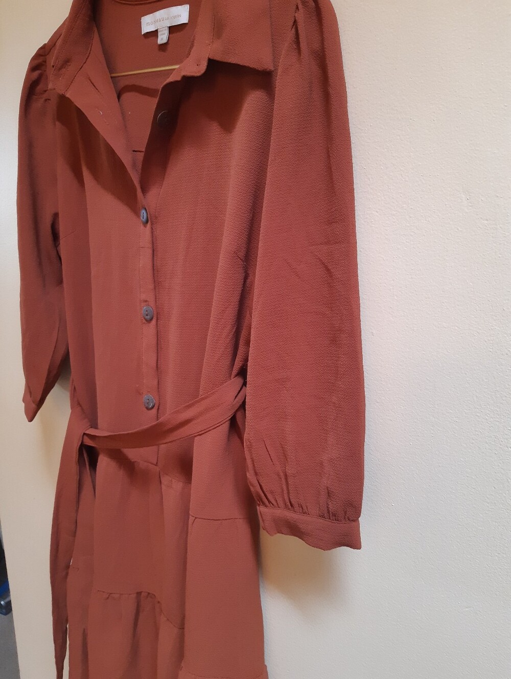 Monteau Los Angeles Tiered Dress in Rusty Brown Size Medium - Picture 5 of 7
